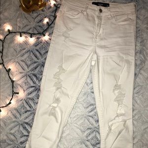 Hollister white ripped jeans